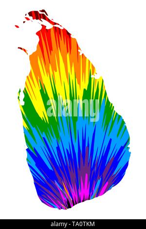 Sri Lanka - map is designed rainbow abstract colorful pattern, Democratic Socialist Republic of Sri Lanka (Ceylon) map made of color explosion, Stock Vector