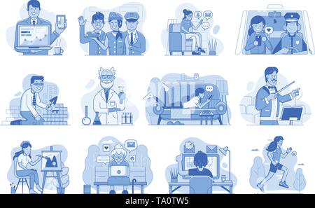 User Experience Social Media Illustrations Stock Vector