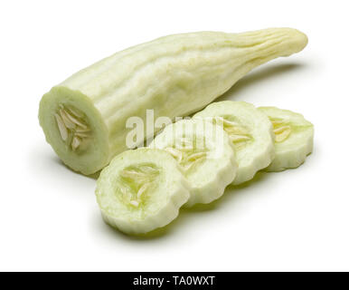Armenian cucumber with slices isolated on white background Stock Photo