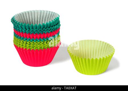 Set of colorful muffin cups on white background Stock Photo