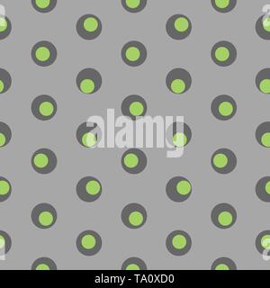 Green and black polka dot abstract seamless pattern on a dark background. Vector illustration Stock Vector