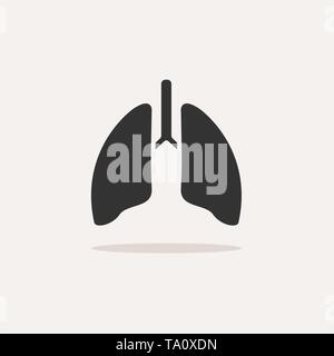 Lungs icon with shadow on beige background. Vector illustration Stock Vector