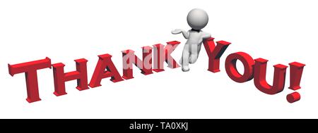 Thank You- 3D text in red and 3D people - isolated on white background ...