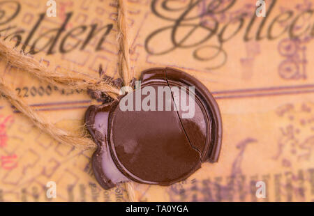 antique wax seal on the old document Stock Photo