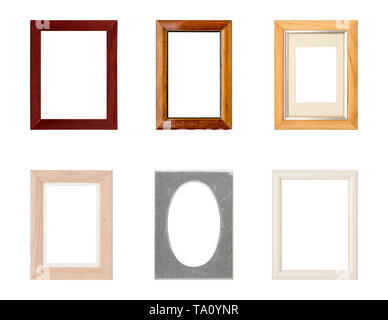 set of old picture frames with passepartout, isolated on white Stock Photo