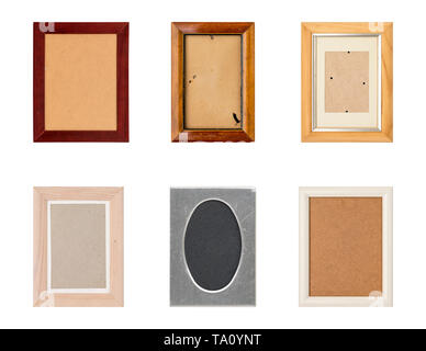 set of old picture frames with passepartout, isolated on white Stock Photo