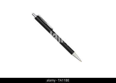 old black and silver ball pen, isolated on white Stock Photo