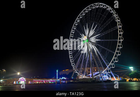 BANGKOK, THAILAND, JANUARY 10, 2019 - Ferris wheel in Asiatique Bangkok by night, Thailand. Stock Photo