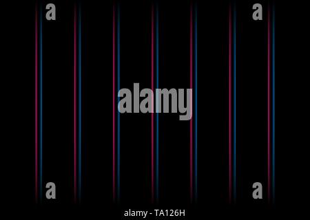 3d red and blue vertical fading neon light elements on black background. Futuristic abstract pattern. Stock Vector