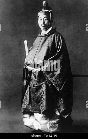 The Japanese Prince Hirohito in coronation robes before his coronation in 1928. Stock Photo