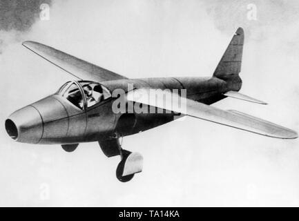 Jet fighter - Heinkel He 178 during the first flight on 27.08.1939 Stock Photo