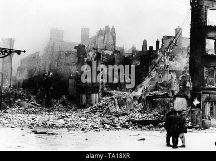 View of houses in the Sedan destroyed by the Western campaign, May 1940. Photo: war correspondent Horter. Stock Photo