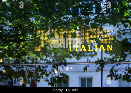 London, UK. 21st May, 2019. Jamie's Italian restaurant in north London. Jamie Oliver's restaurant chain including Jamie's Italian goes into administration leaving more than 1,000 jobs at risk. Credit: Dinendra Haria/Alamy Live News Stock Photo