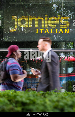 London, UK. 21st May, 2019. Jamie's Italian restaurant in north London. Jamie Oliver's restaurant chain including Jamie's Italian goes into administration leaving more than 1,000 jobs at risk. Credit: Dinendra Haria/Alamy Live News Stock Photo