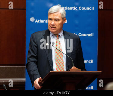 Washington, DC, USA. 21st May 2019. U.S. Senator Sheldon Whitehouse (D-RI) speaking at the Atlantic Council event 'US Nuclear Energy Leadership: Innovation and the Strategic Global Challenge' at the Senate Visitor Center in Washington, DC. Credit: SOPA Images Limited/Alamy Live News Stock Photo