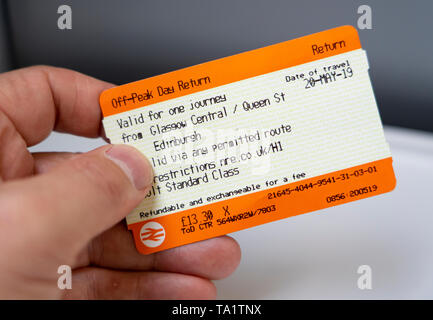 Scotrail ticket showing cheap day return journey Stock Photo
