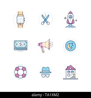 Security and data protection - modern line design style icons set Stock Vector