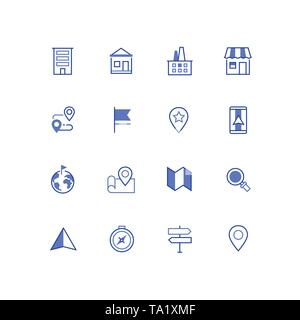 Business and location - line design style icons set Stock Vector