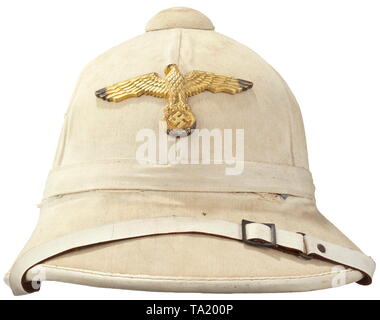 A tropical helmet, part of the navy's white tropical uniform depot piece, made by Clemens Wagner, Brunswick historic, historical, navy, naval forces, military, militaria, branch of service, branches of service, armed forces, armed service, object, objects, stills, clipping, clippings, cut out, cut-out, cut-outs, 20th century, Editorial-Use-Only Stock Photo