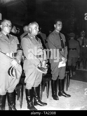 From left: Martin Bormann, Reich Organization Leader Robert Ley and Rudolf Hess. Stock Photo