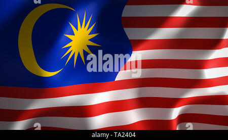 Malaysia flag. 3D Waving flag design. The national symbol of 