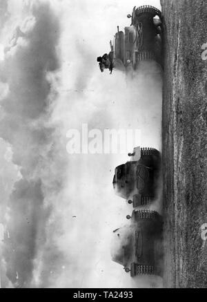 Tank of the German Wehrmacht during a maneuver on military training ...