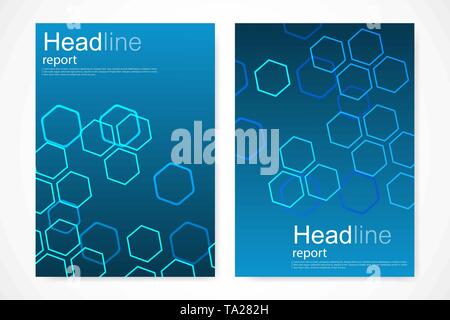 Business templates brochure, magazine, leaflet , flyer, cover, booklet, annual report. Scientific concept for medical, technology, chemistry Stock Vector