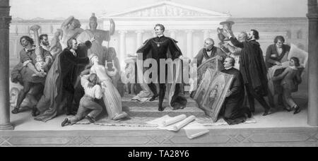 King Ludwig I of Bavaria surrounded by Scholars and Artists painting by Wilhelm von Kaulbach Stock Photo