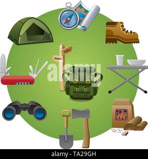 hike equipment icon Stock Vector