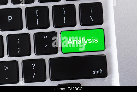 Green computer keyboard button with word analysis Stock Photo