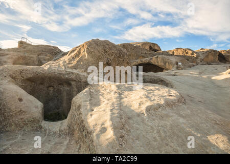 Caves in Uplistsikhe, an ancient cave town in Georgia Stock Photo