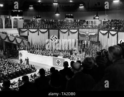 Minister of Propaganda Joseph Goebbels reads out Adolf Hitler's proclamation on the 10th anniversary of the takeover. Photo: Schwanke Stock Photo