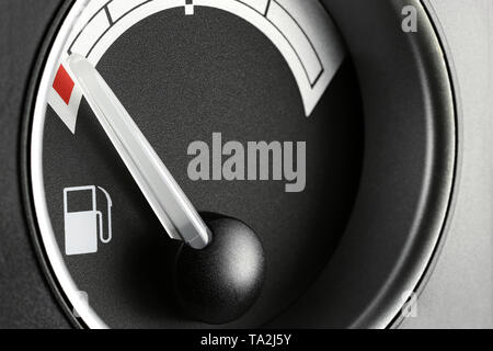 fuel gauge in truck dashboard - empty Stock Photo