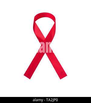 Red ribbon for world aids day on white background. Stock Photo