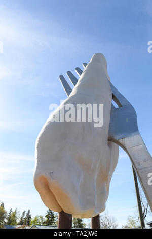 Giant roadside attraction in Glendon Alberta Canada, depicting a perogy ...