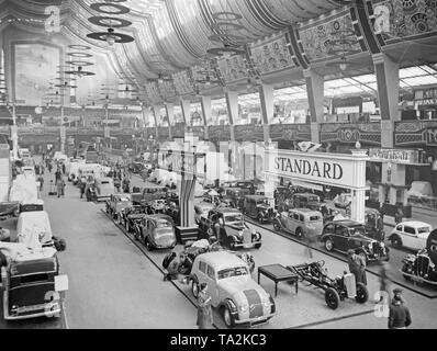 Overview of an exhibition hall of the British International Motor Show. Stock Photo