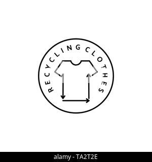 Linear Icon Recycling clothes. Vector Logo, badge for eco-friendly manufacturing. A symbol of the natural and quality clothes. Slow Conscious fashion. Stock Vector