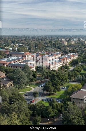 Stanford University, STANFORD, CA - DECEMBER 9, 2017:  An aerial view Leland Stanford Junior University, a private research university in Stanford, Ca Stock Photo