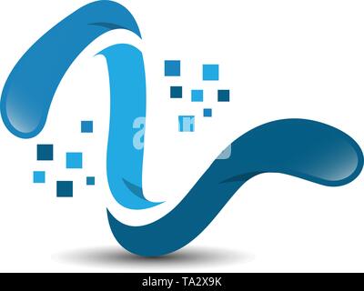 Initial letter L technology logo share data Stock Vector