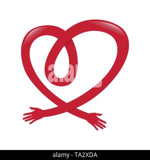 Hand of love shape of the heart vector logo design. Valentine theme love design Stock Vector