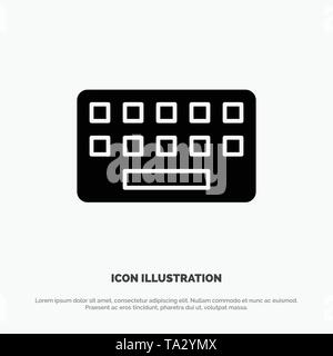 KeyBoard, Typing, Board, Key solid Glyph Icon vector Stock Vector