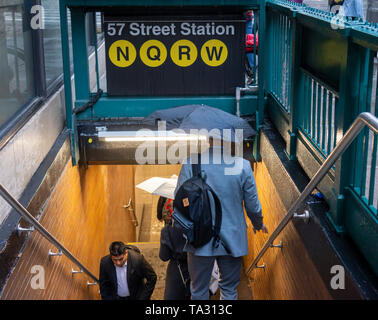 Subway entrance for the 57th Street Station in NYC Stock Photo - Alamy