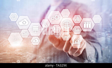 Technology infrastructure cloud technology and communication business. Stock Photo