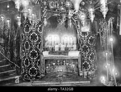 The Grotto of the Nativity in the Church of the Nativity in Bethlehem. Christians presume this is the birthplace of Jesus Christ. Stock Photo