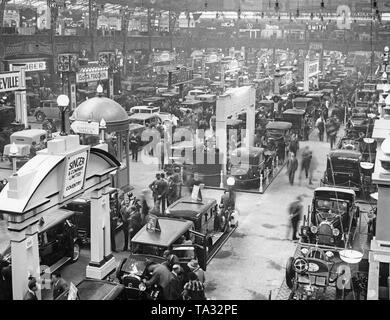 Overview of the exhibition hall of the British International Motor Show. Stock Photo