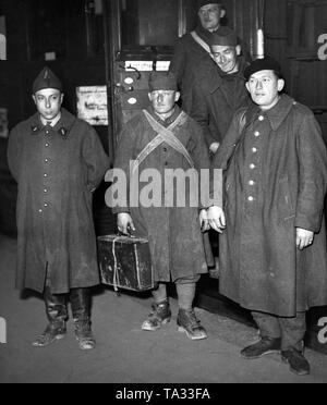 Family fathers are released from German captivity. Stock Photo