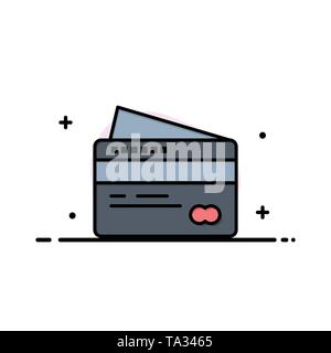 Card, Credit, Payment, Pay  Business Flat Line Filled Icon Vector Banner Template Stock Vector