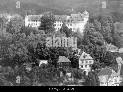 Exterior of the Renaissance castle Stolberg in the Harz Mountains in Prussia. Till the expropriation 1945 it was the seat of the counts and princes of Stolberg-Stolberg. Stock Photo