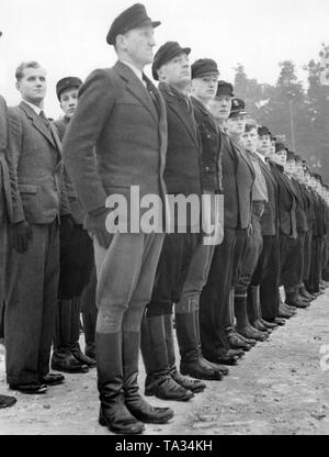 In Memel is established a Memel German Security Department (Memel German SA). View of candidates at the beginning of the training. Stock Photo