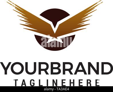 eagle wing in circle logo design concept template vector Stock Vector